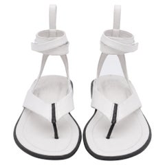 Tod's Tie-Up Thong Flat Sandals in White Leather