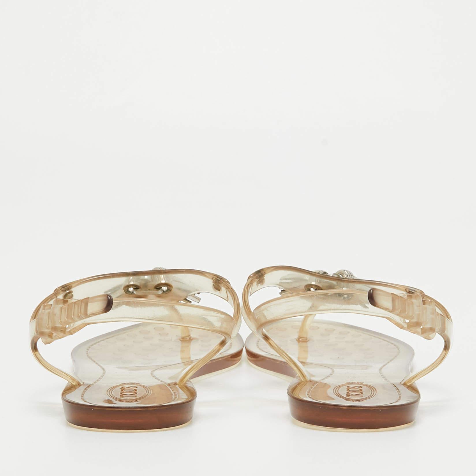 Tod's Transparente flache Zehensandalen aus Gummi mit Quaste und Schleife Größe 40 Damen im Angebot
