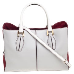 Tod's Tri Color Leather and Suede Medium D-Cube Tote