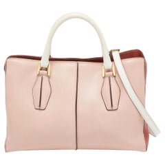 Used Tod's Tri Color Leather D-Cube Tote
