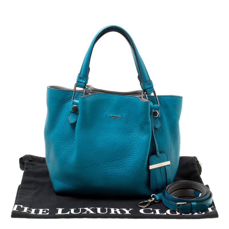 Tod's Turquoise Leather Top Handle Shoulder Bag 4