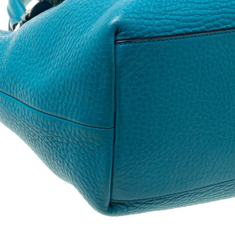 Blue Tod's Turquoise Leather Top Handle Shoulder Bag