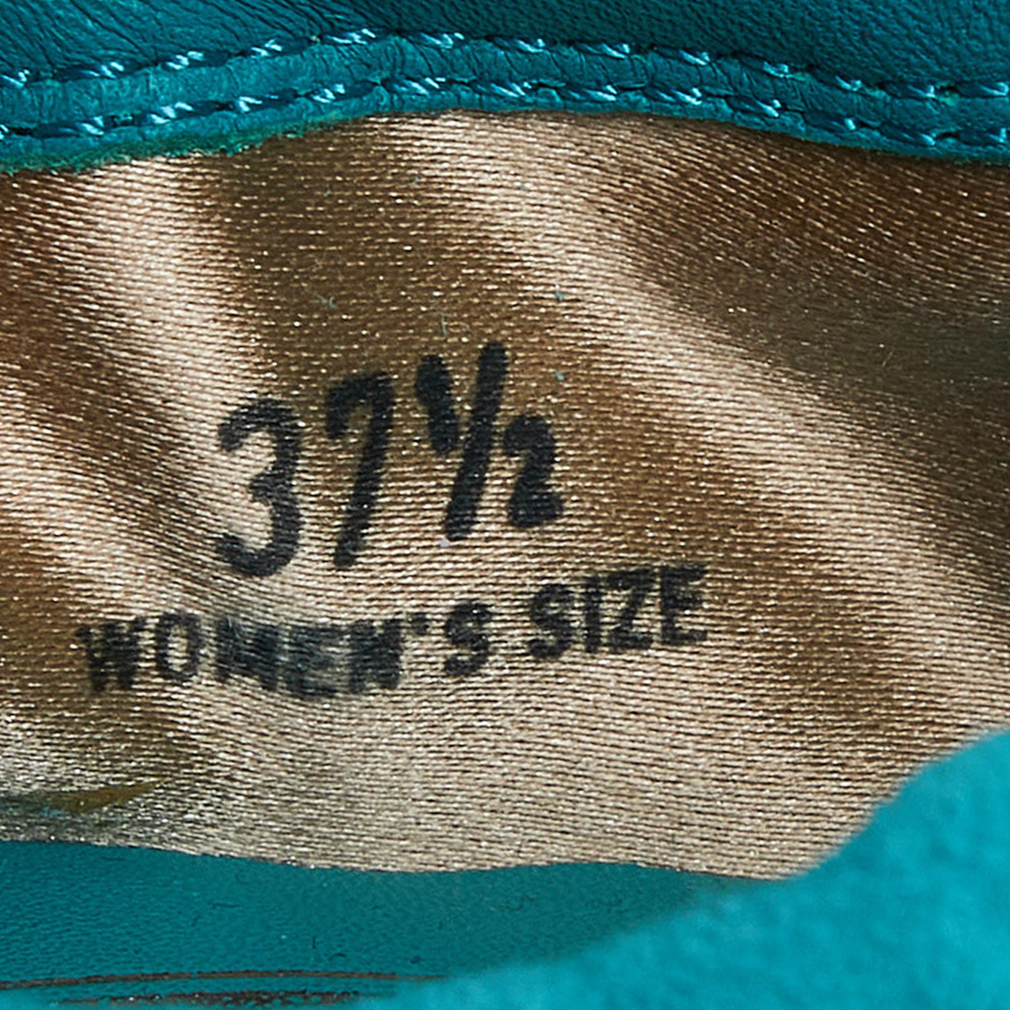 Tod's Turquoise Suede Scrunch Ballet Flats Size 37.5 For Sale 3