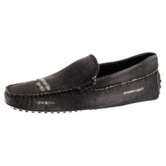 Tod's Two Tone Denim Fabric Gommino Slip On Loafers Size 42