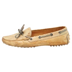 Tod's Two Tone Python Bow Loafers Size 35.5