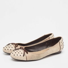 Tod's Two Tone Suede and Studded Leather Bow Ballet Flats Size 39