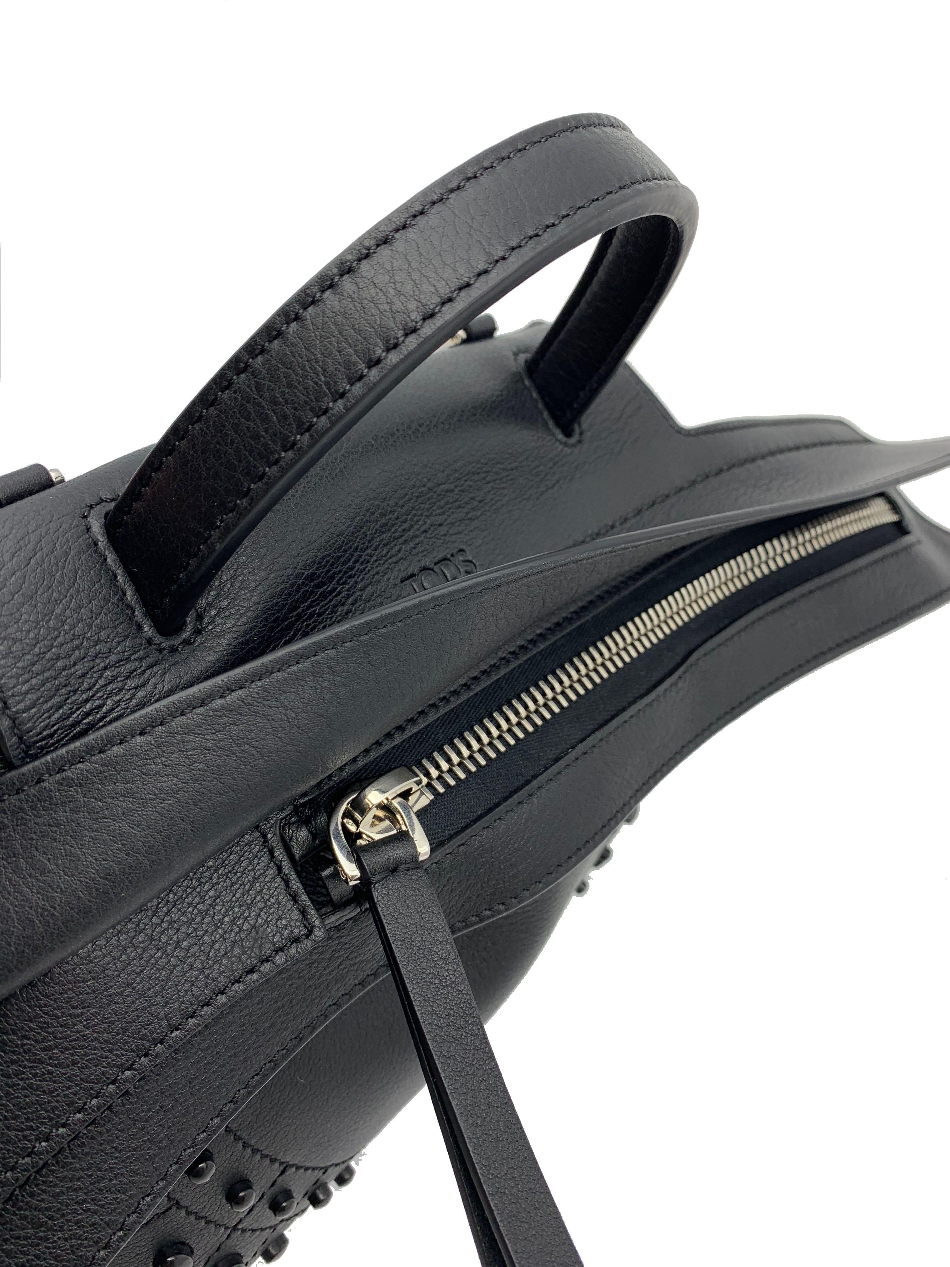 Tod's Wave Micro Gommini Black Leather Ladies Satchel Bag XBWAMRWD001MTI-B999 1