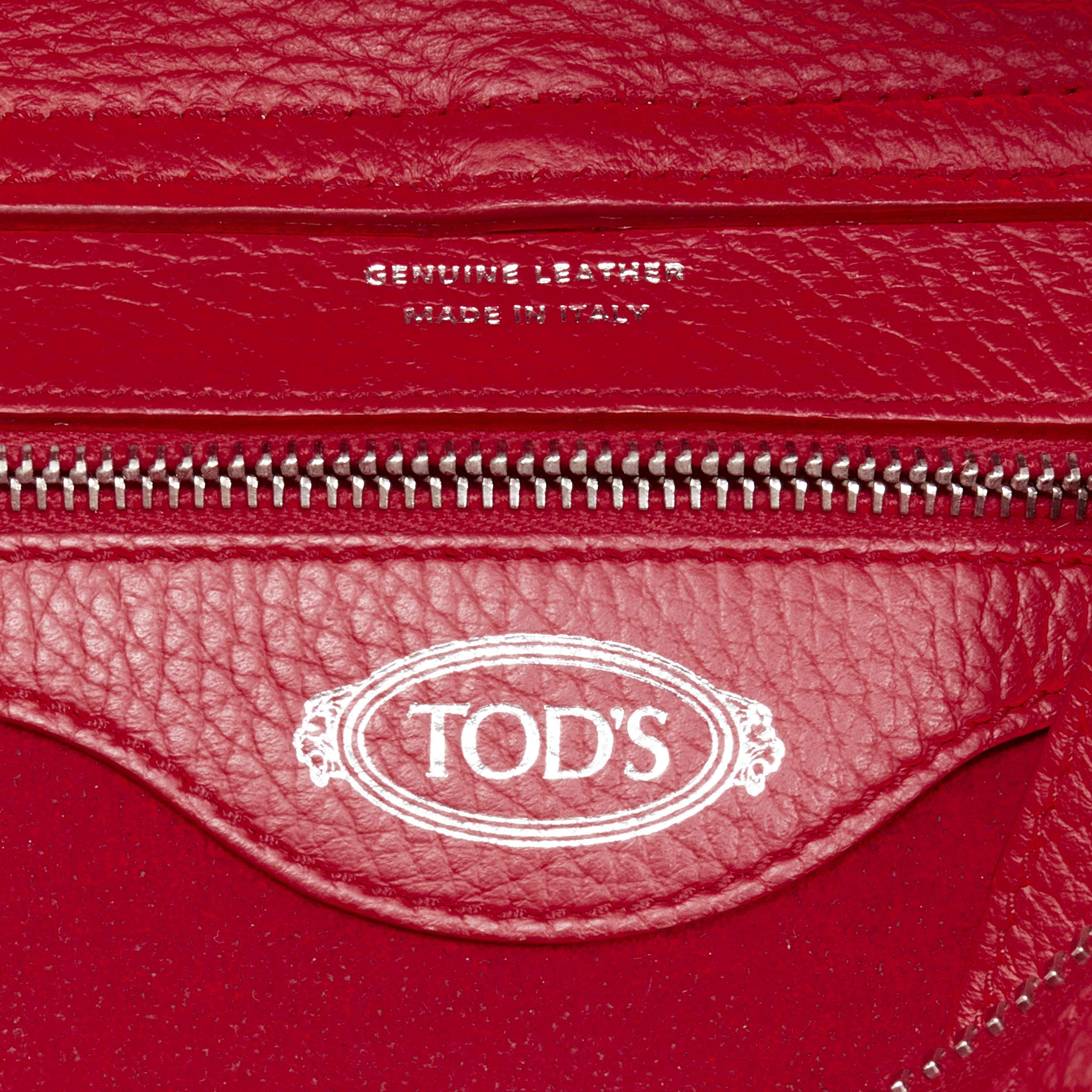 TOD'S Wave red leather black Dots studded crossbody bag 5