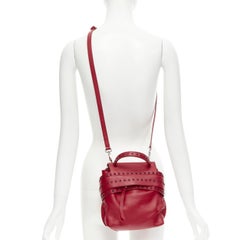 TOD'S Wave red leather black Dots studded crossbody bag