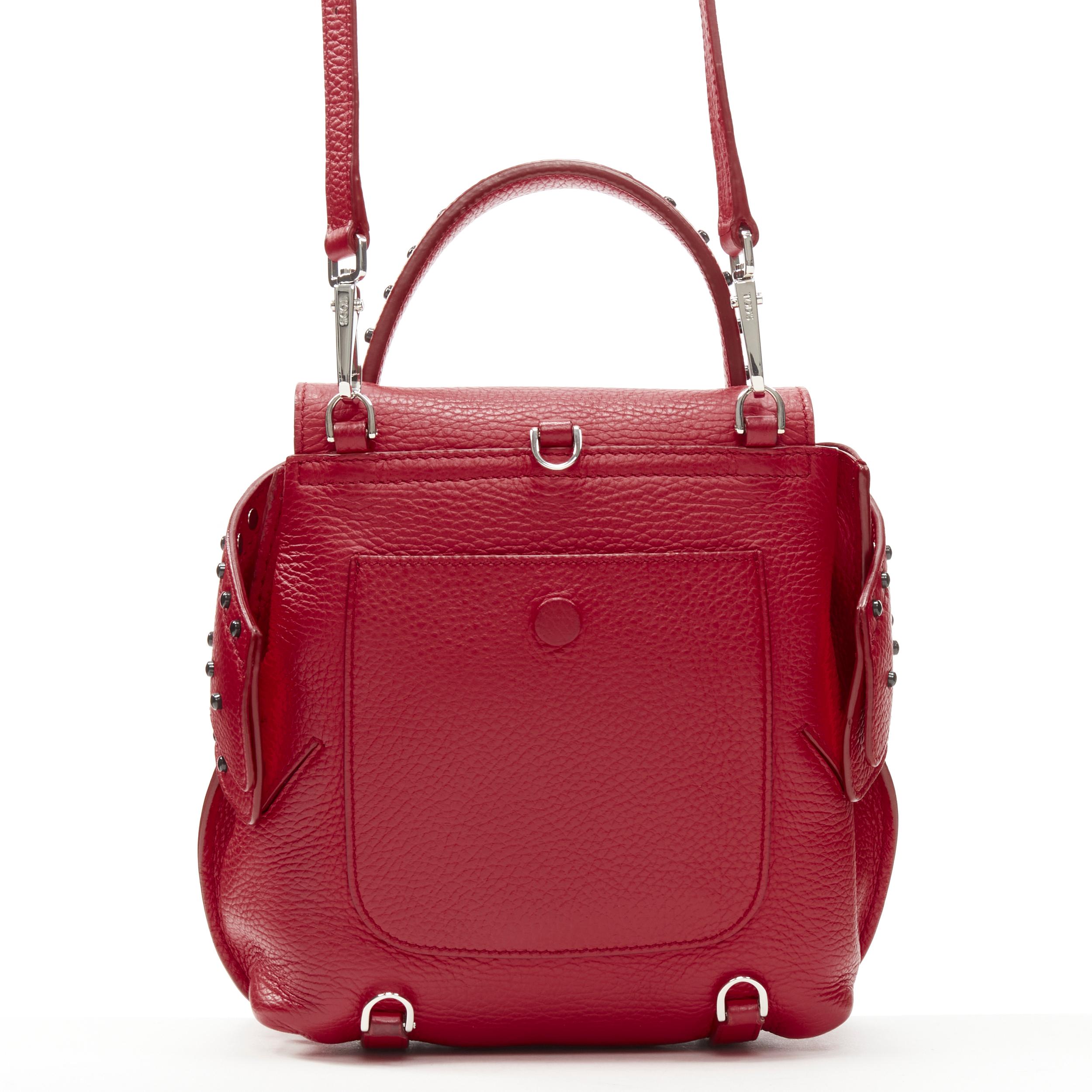 Women's TOD'S Wave red leather black Dots studded crossbody bag