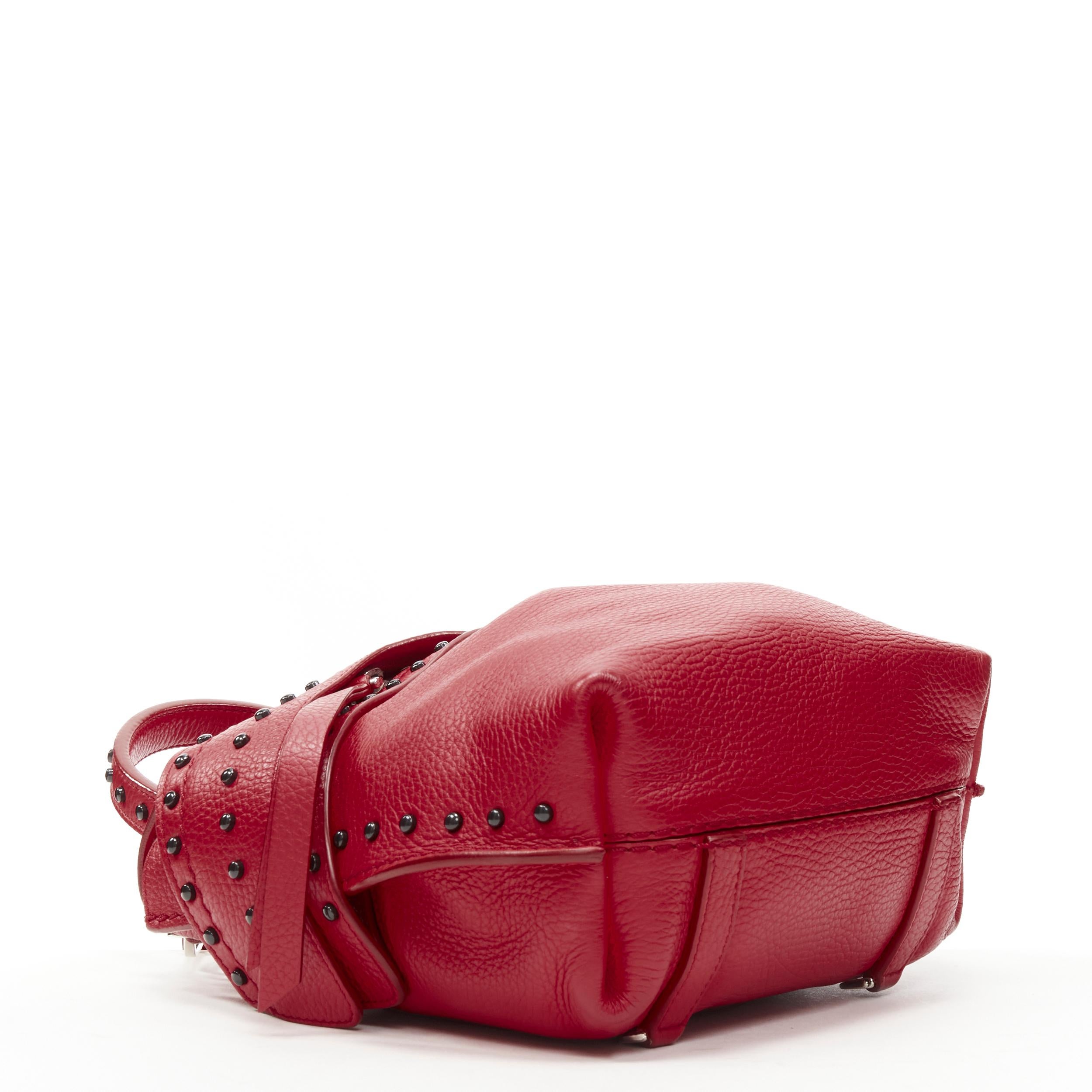 TOD'S Wave red leather black Dots studded crossbody bag 1