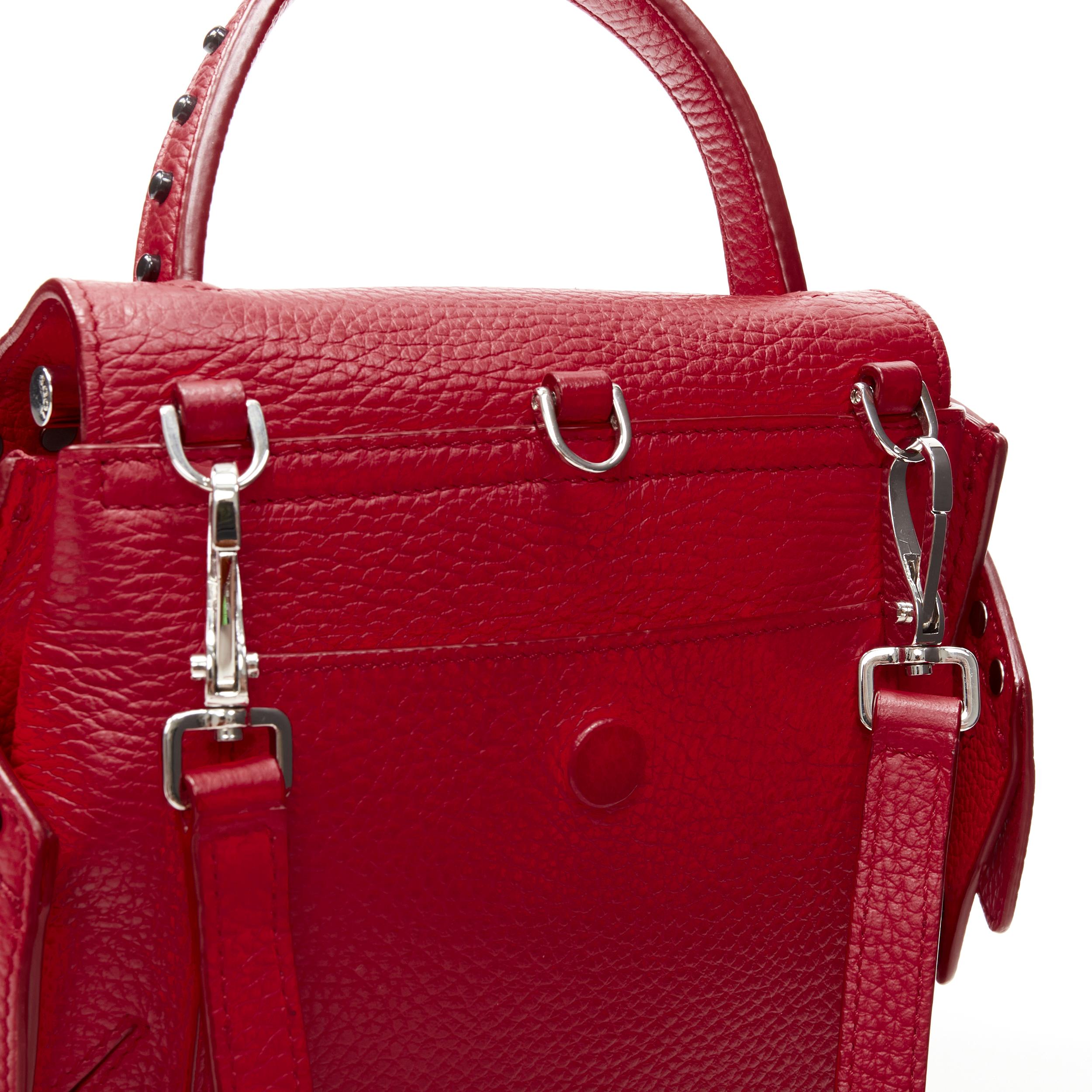 TOD'S Wave red leather black Dots studded crossbody bag 3