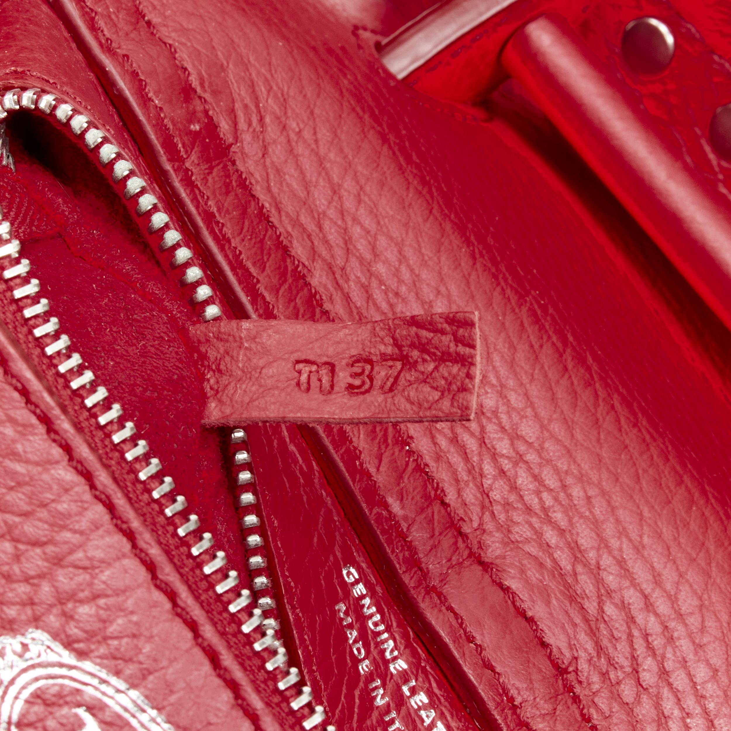 TOD'S Wave red leather black Dots studded crossbody bag 4