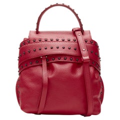 TOD'S Wave red leather black Dots studded crossbody bag