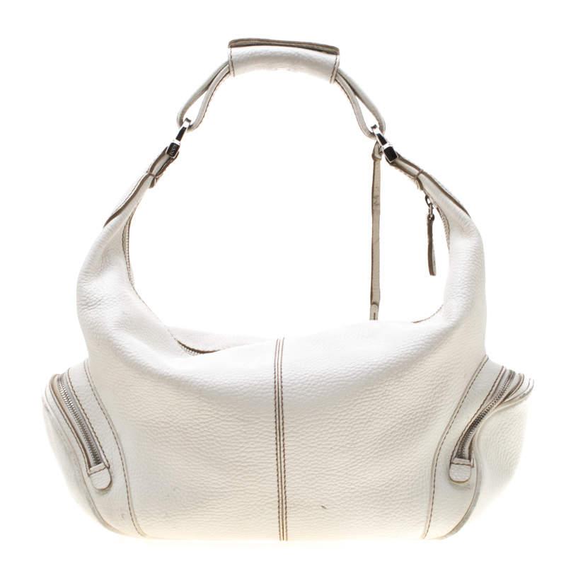 Tod's White Leather Charlotte Hobo For Sale 1