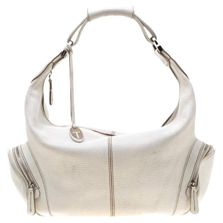 Tod's White Leather Charlotte Hobo For Sale