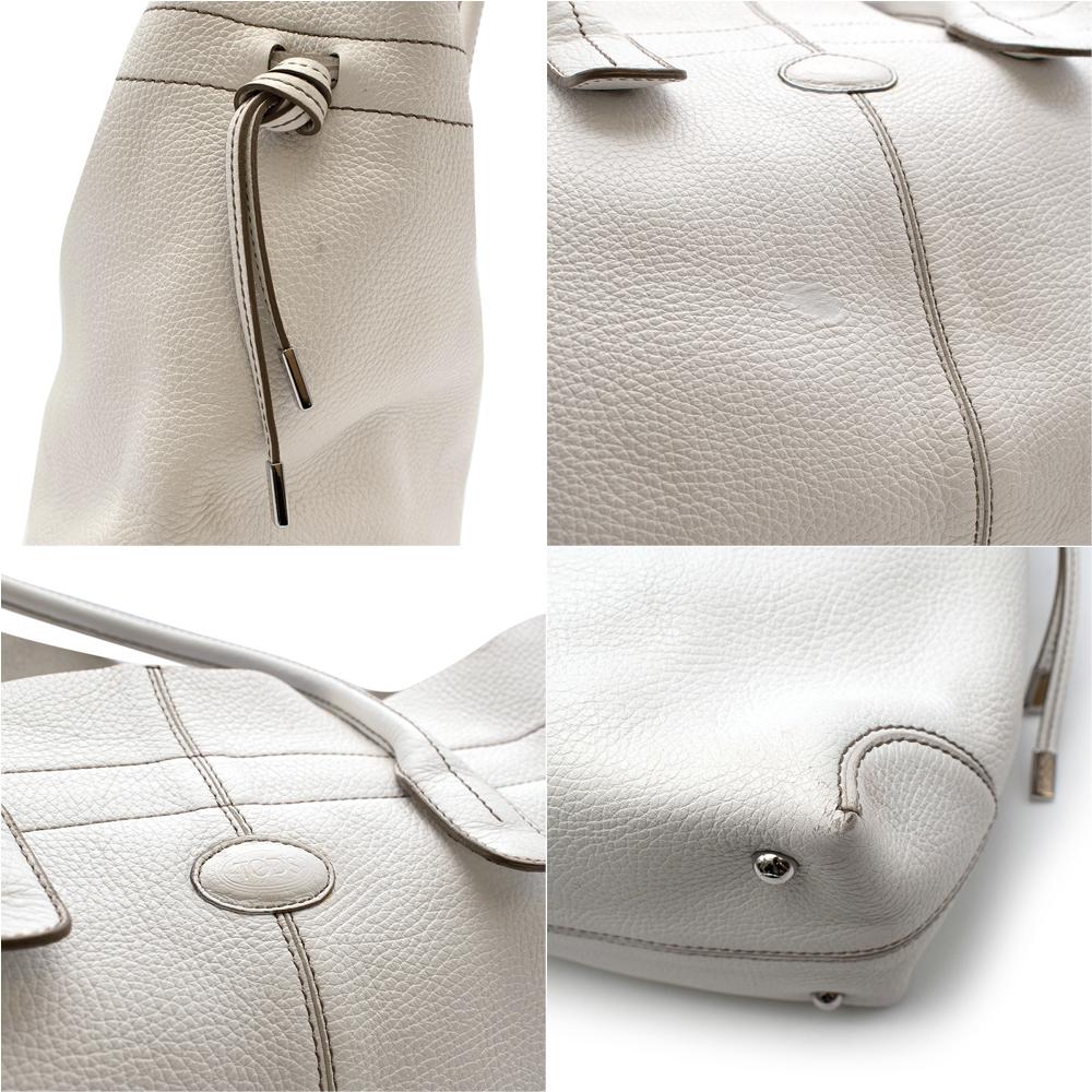 Women's Tods White Leather D-bag Tote Bag  For Sale