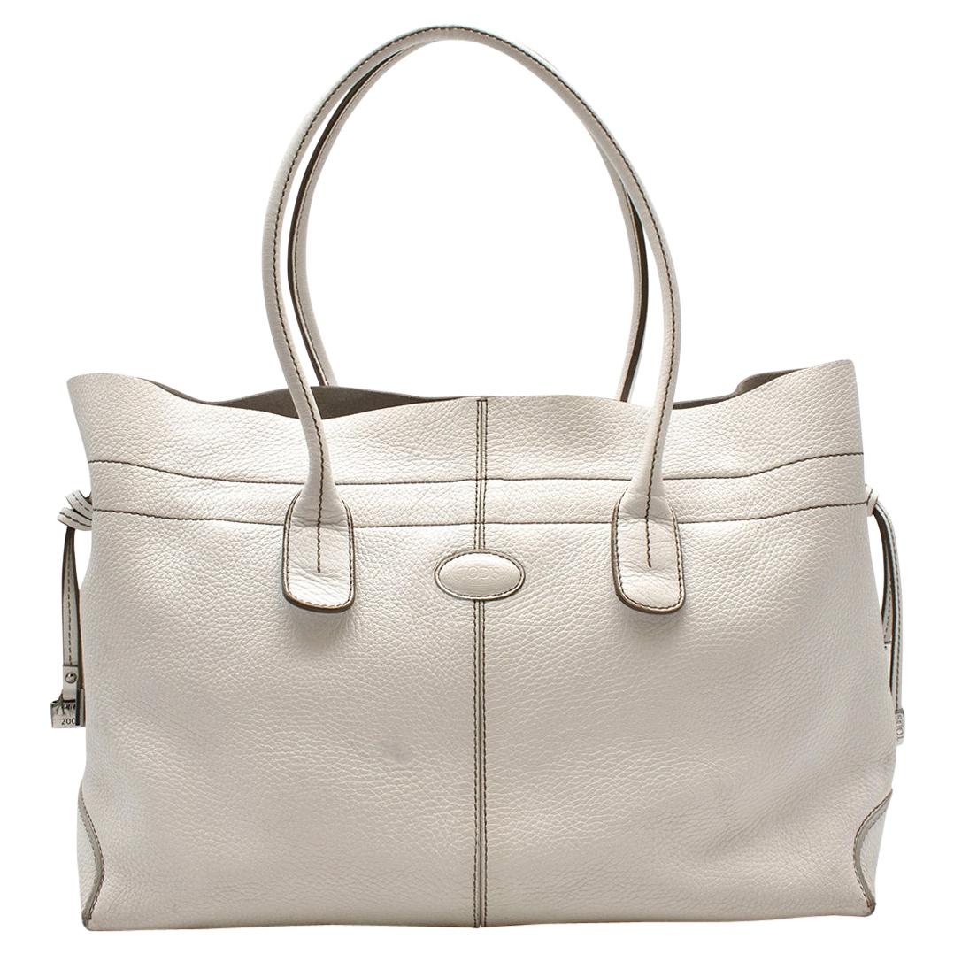 Tods White Leather D-bag Tote Bag For Sale at 1stDibs | tod's tote bag ...