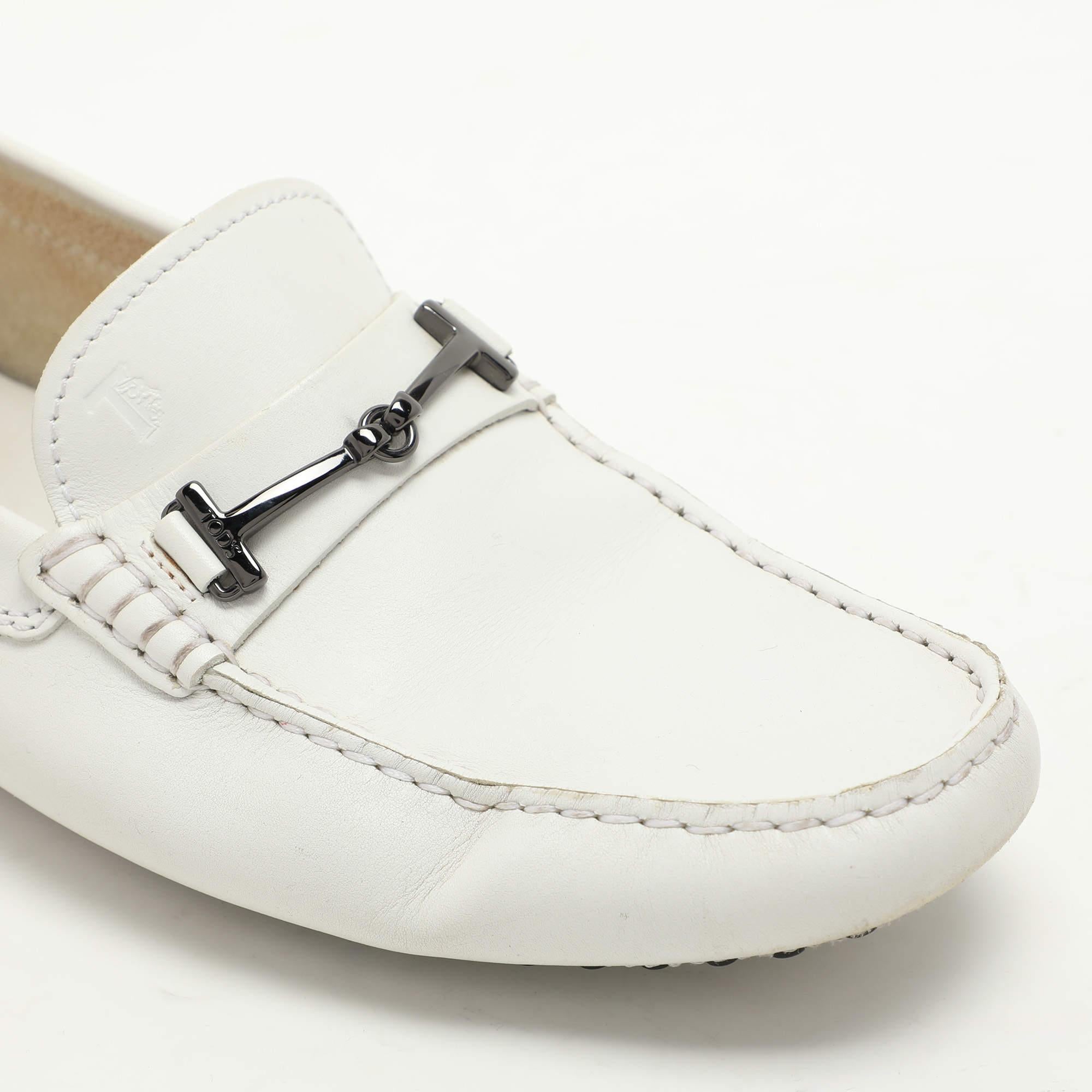 Tod's White Leather Double T Loafers Size 40 For Sale 2