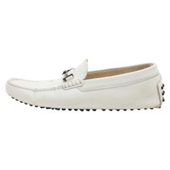 Tod's White Leather Double T Loafers Size 40