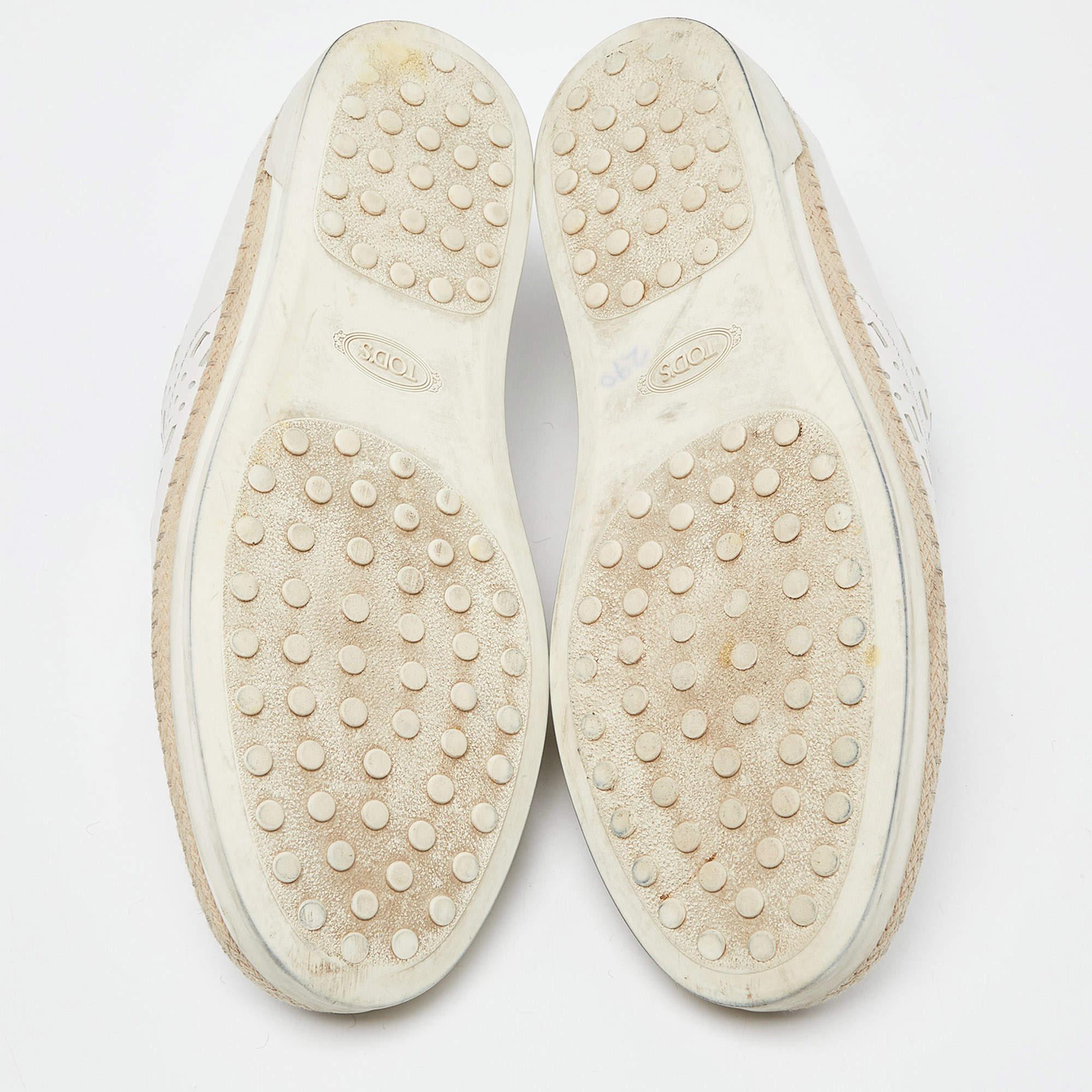 Tod's White Leather Espadrille Flat Size 38 For Sale 2