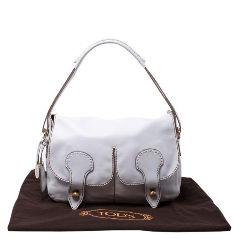 Tod’s White Leather Flap Shoulder Bag 8