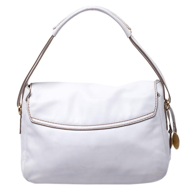 Gray Tod’s White Leather Flap Shoulder Bag