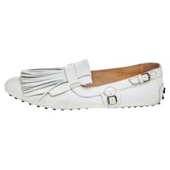 Tod's Mocasines Slip on Flecos Piel Blanco Talla 39