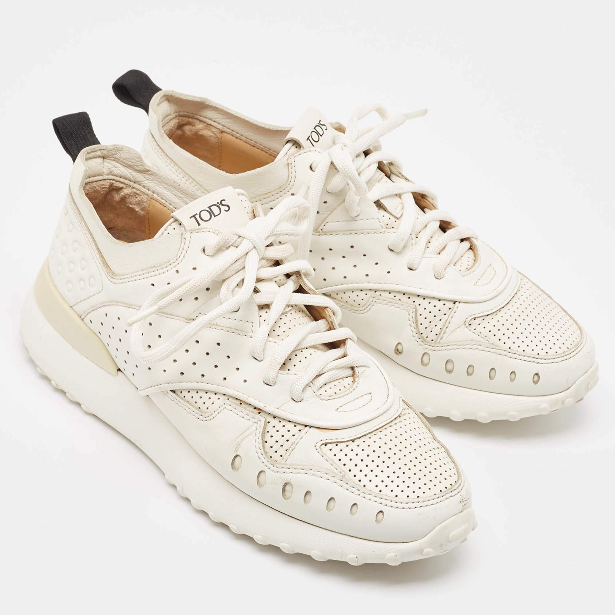 Women's Tod's White Leather Lace Up Sneakers Size 36 For Sale