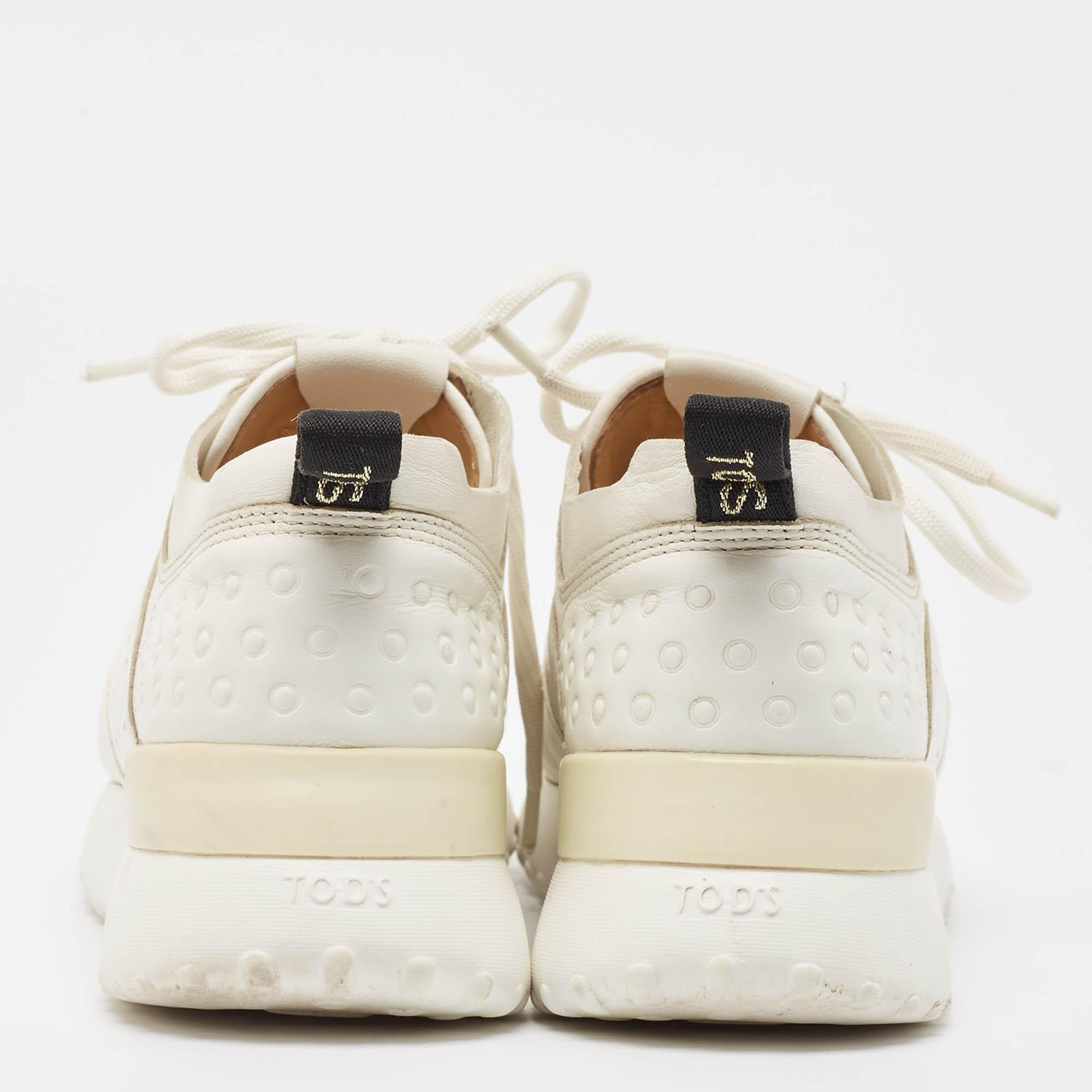 Tod's White Leather Lace Up Sneakers Size 36 For Sale 1