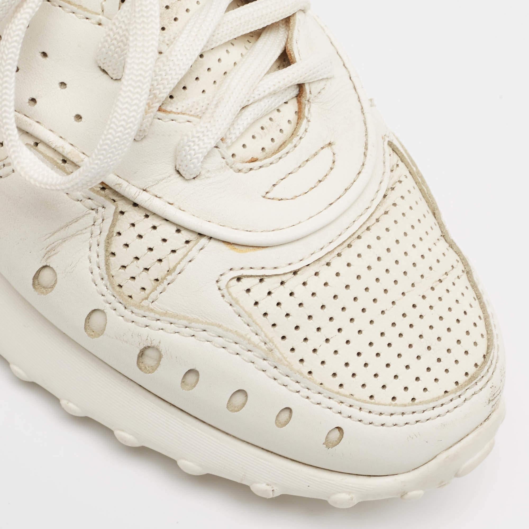 Tod's White Leather Lace Up Sneakers Size 36 For Sale 3