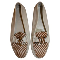 Tods White leather loafer with animal print detail