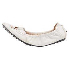 Tod's Ballet Flats Scrunch en cuir blanc Taille 39,5