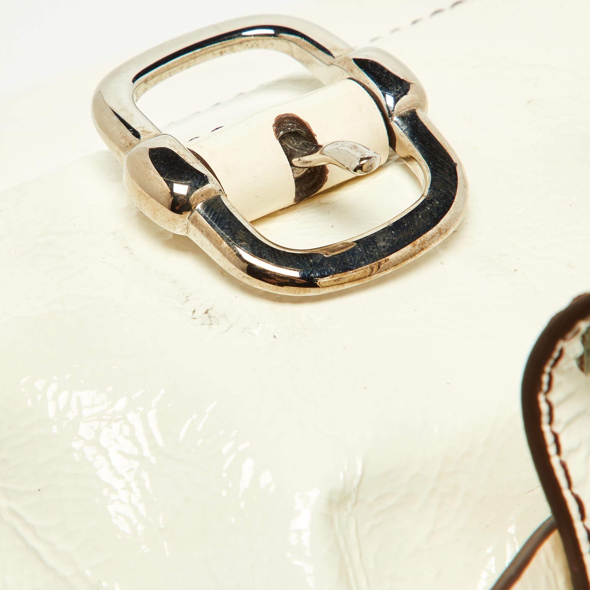 Tod's White Patent Leather Front Pocket Satchel For Sale 2