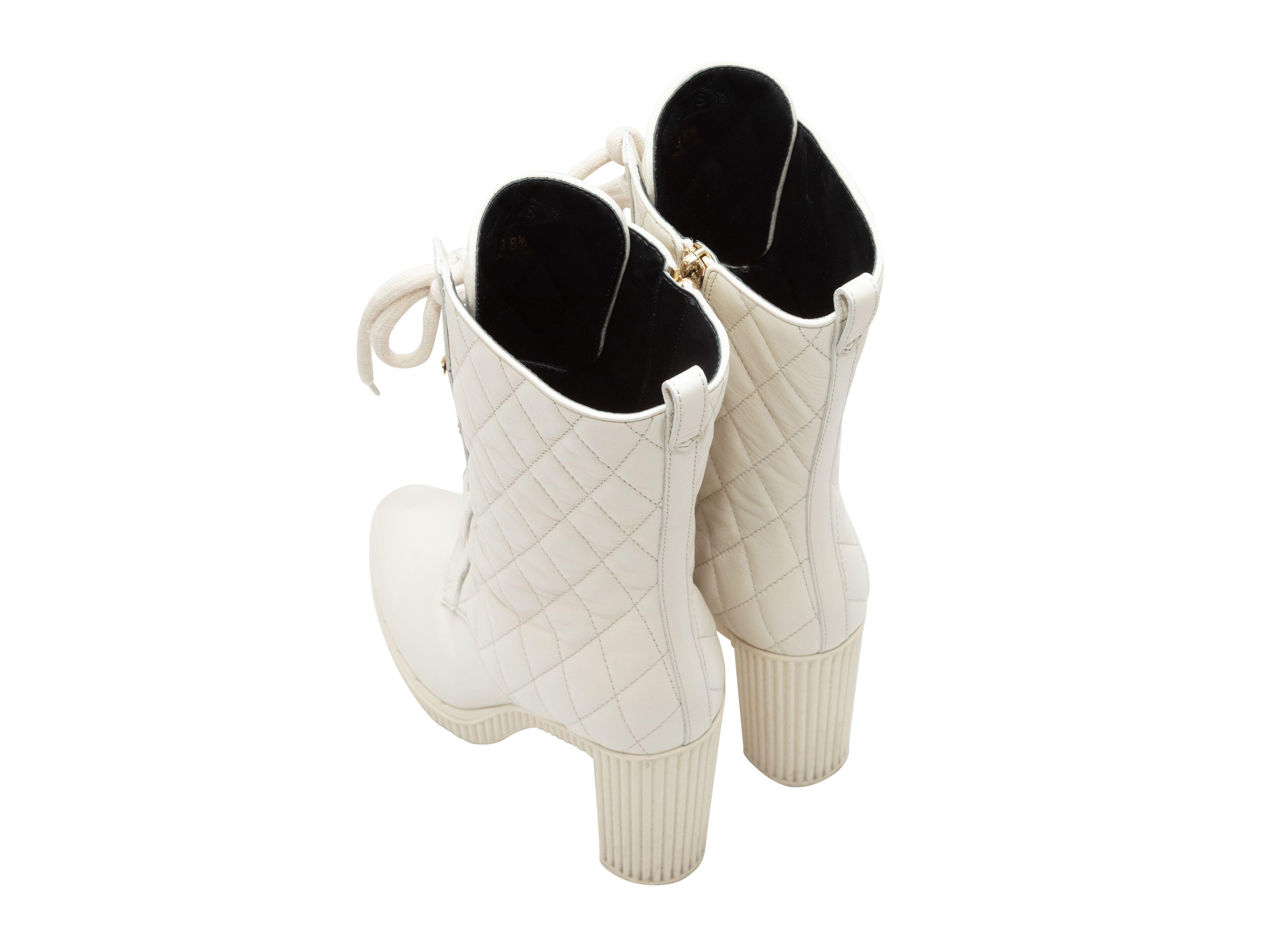 Women's Tod's White Quilted Leather Mid-Calf Boots