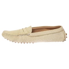 Tod's White Snake Embossed Leather Penny Loafers Size 36.5