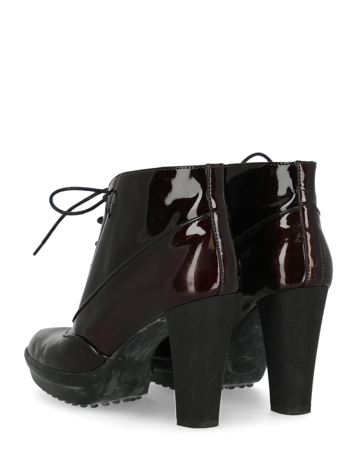 Black Tod'S Woman Ankle boots Brown Leather IT 38.5 For Sale