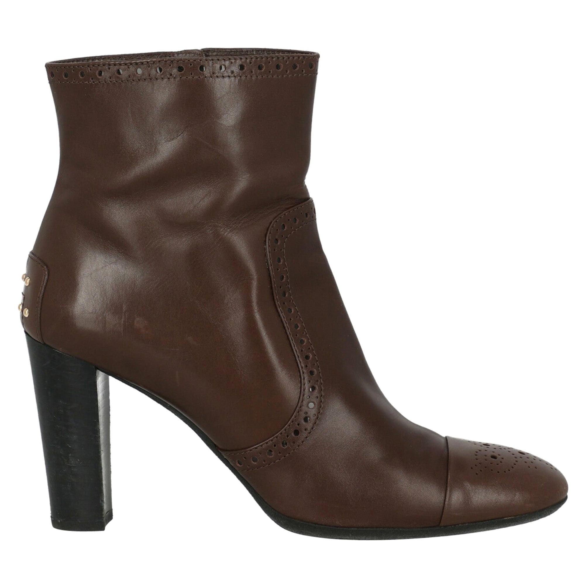 Tod'S Woman Ankle boots Brown Leather IT 41.5 For Sale