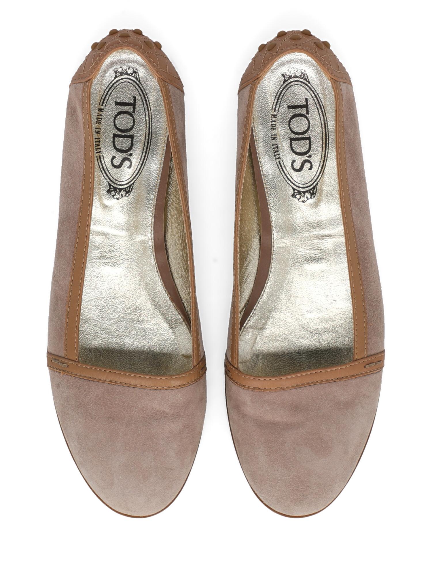 Tod'S Woman Ballet flats Beige Leather IT 38 For Sale 2