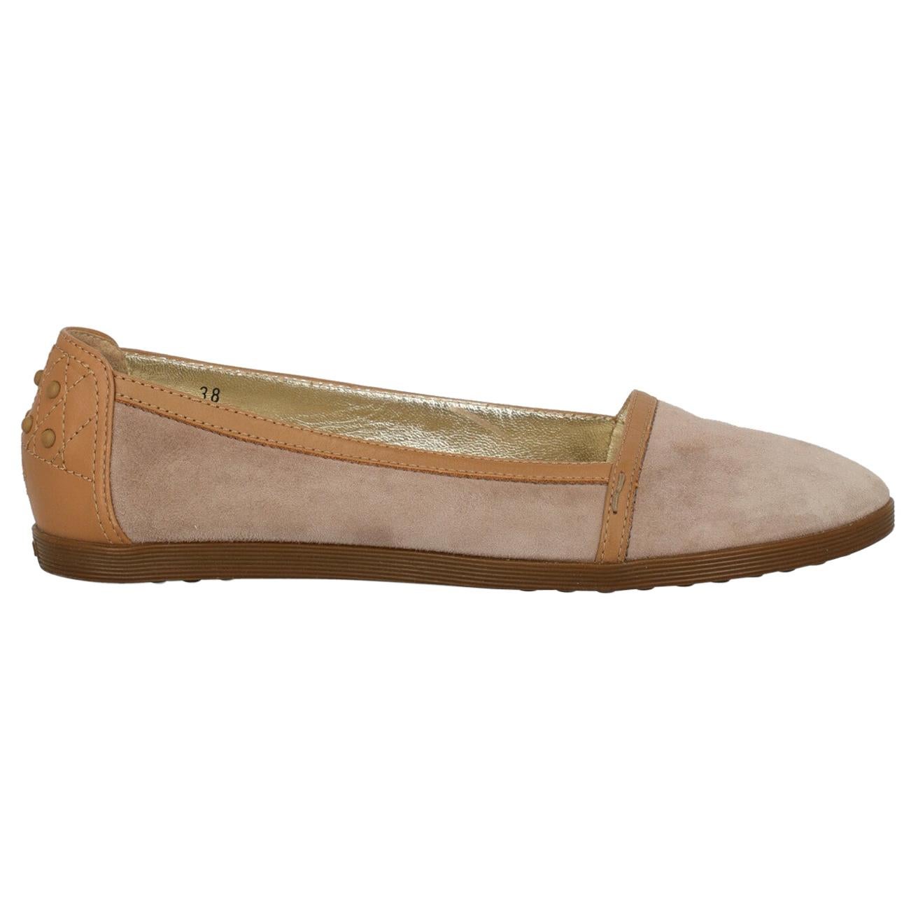 Tod'S Woman Ballet flats Beige Leather IT 38 For Sale