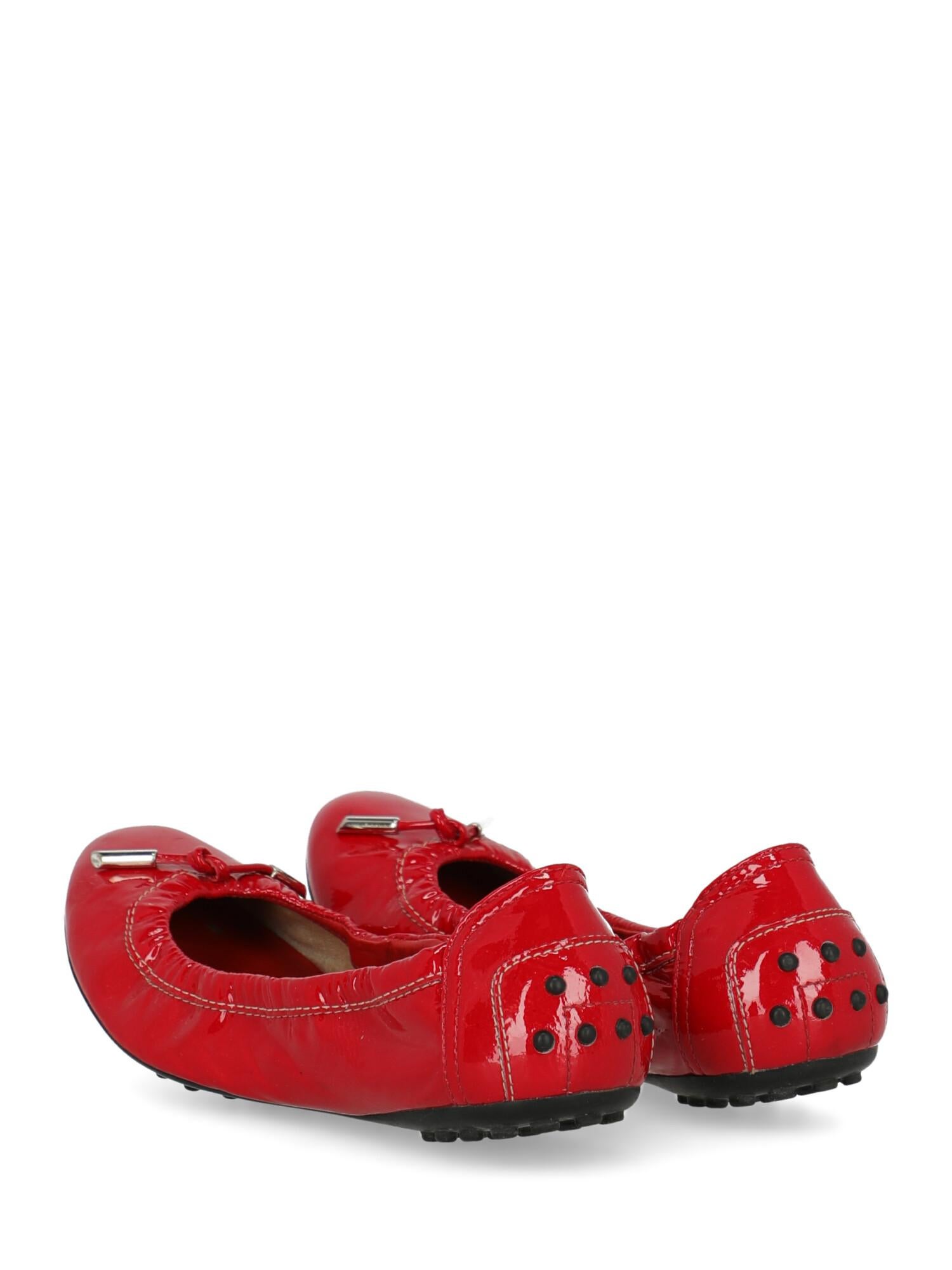 Women's Tod'S Woman Ballet flats Red Leather IT 36.5 For Sale