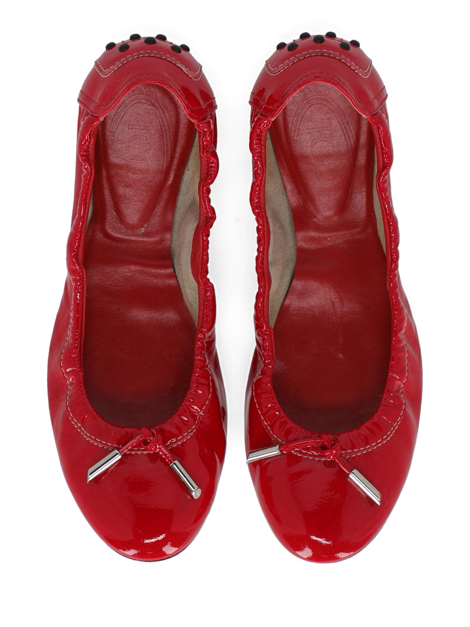 Tod'S Woman Ballet flats Red Leather IT 36.5 For Sale 2