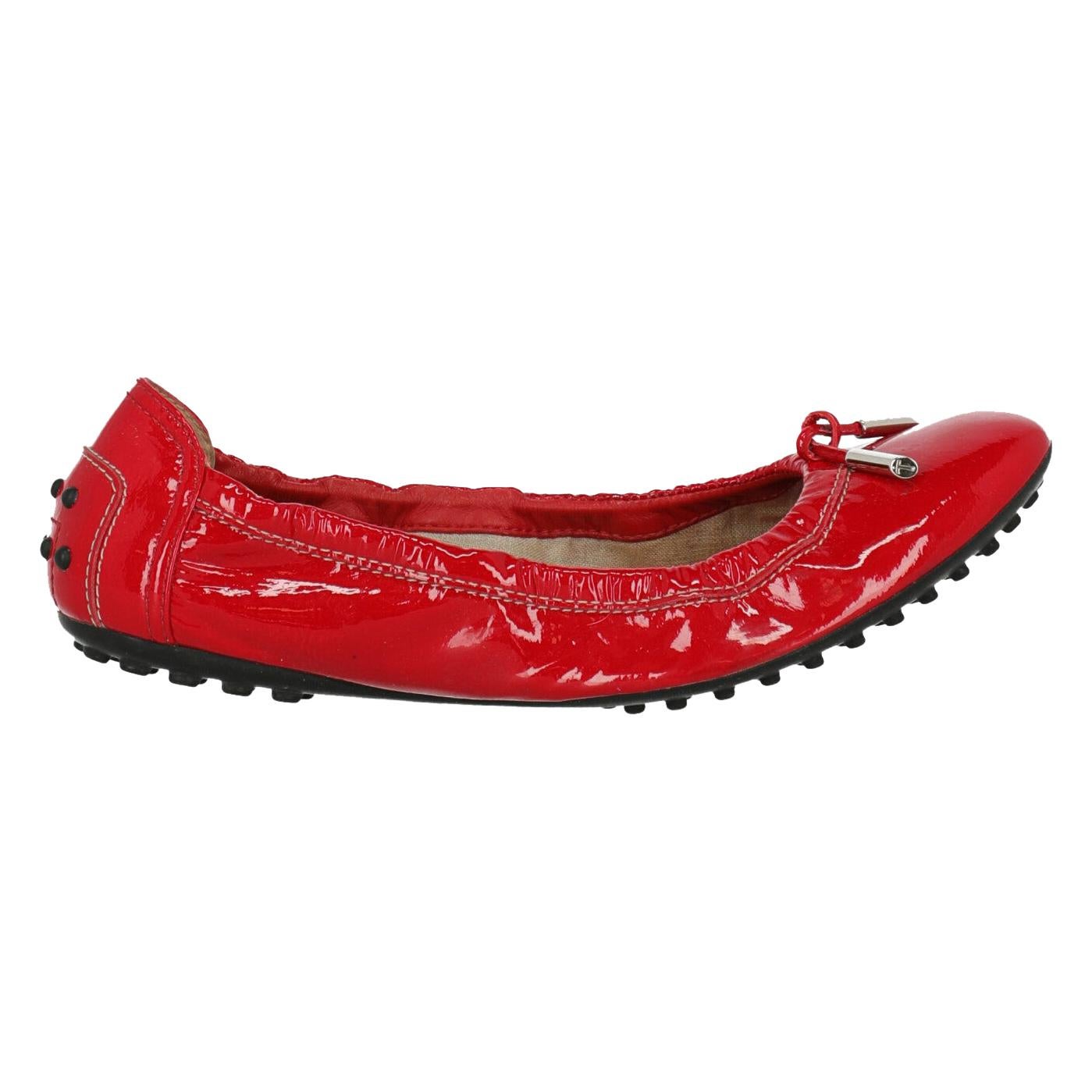 Tod'S Woman Ballet flats Red Leather IT 36.5 For Sale