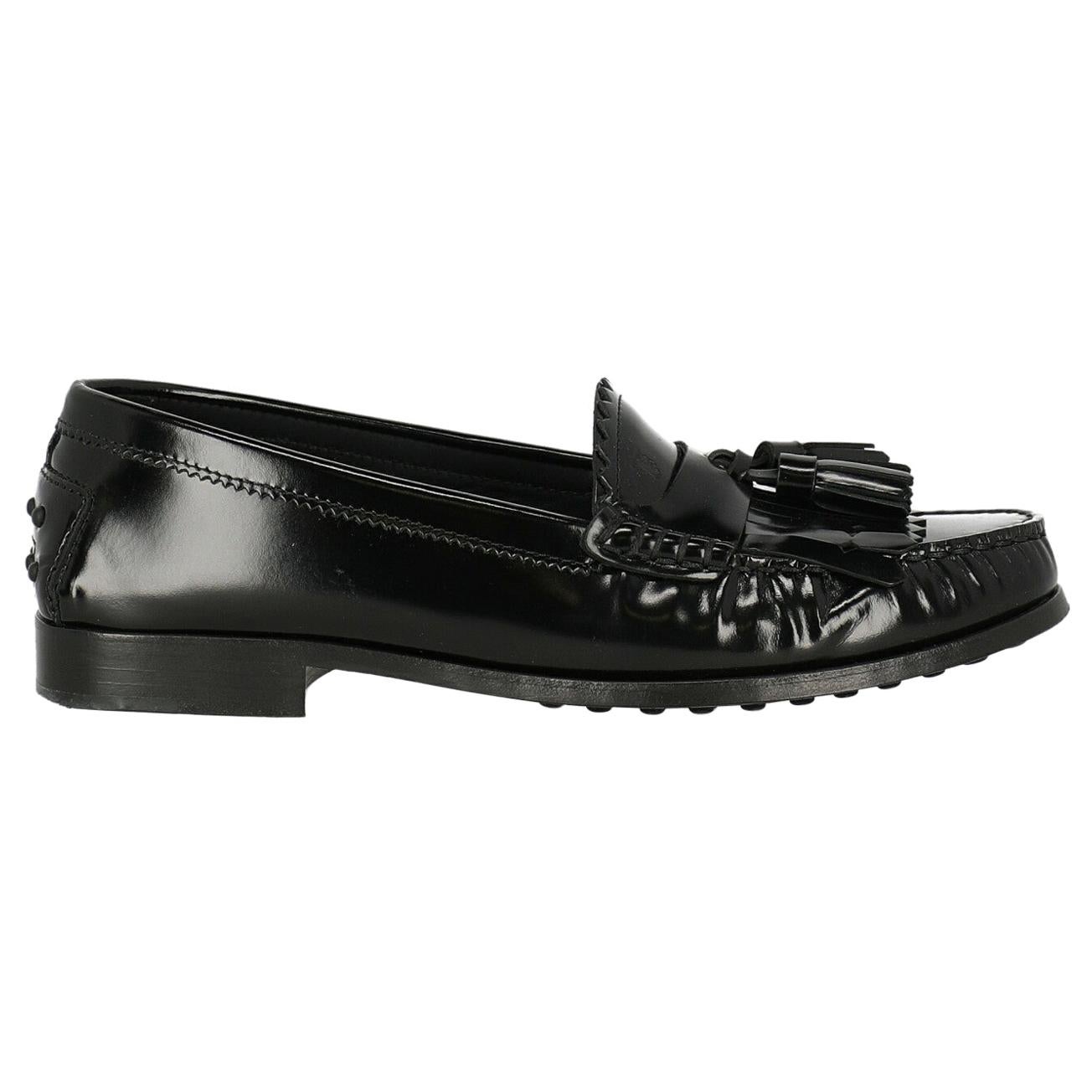 Tod
S Woman Loafers Black Leather IT 36.5 For Sale