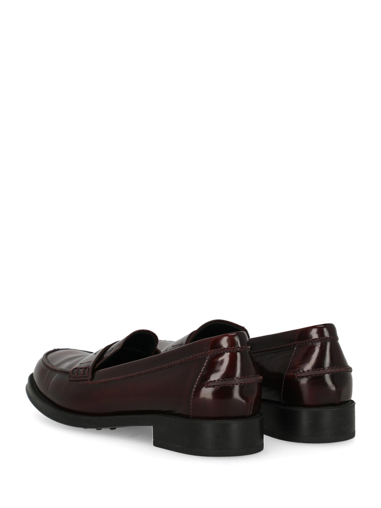 Black Tod'S Woman Loafers Burgundy Leather IT 37.5 For Sale