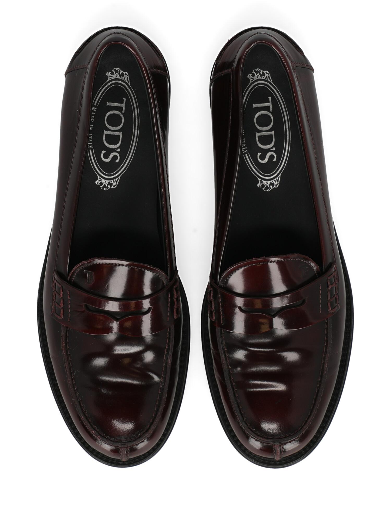 Tod'S Woman Loafers Burgundy Leather IT 37.5 For Sale 1