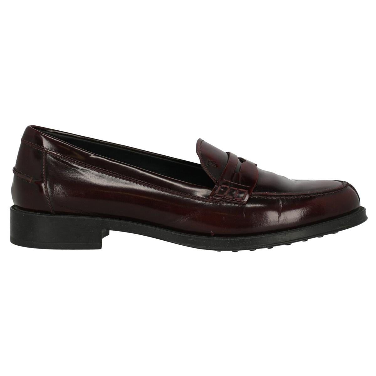 Tod'S Woman Loafers Burgundy Leather IT 37.5 For Sale