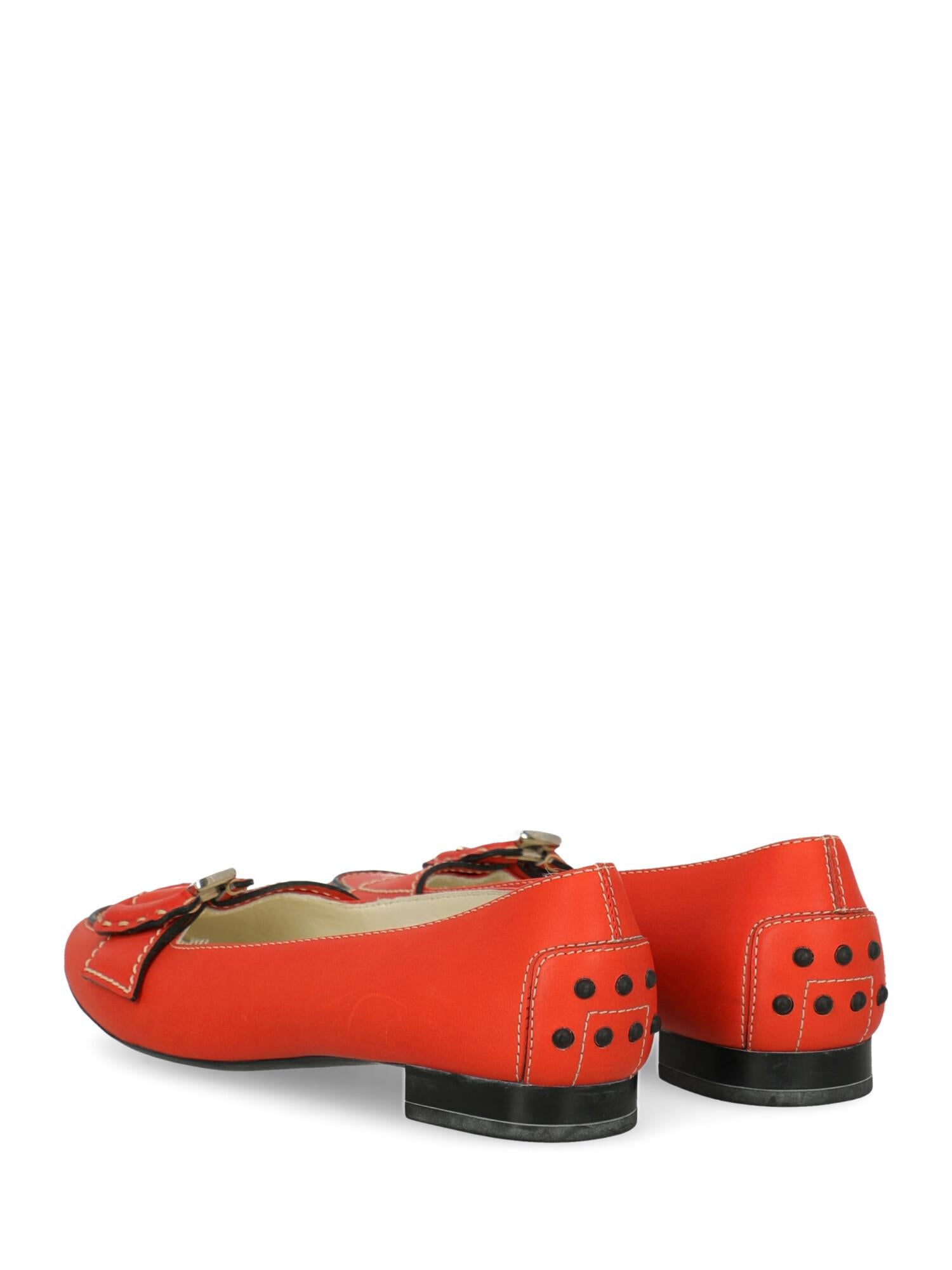 Red Tod'S Woman Pumps Orange Leather IT 36 For Sale