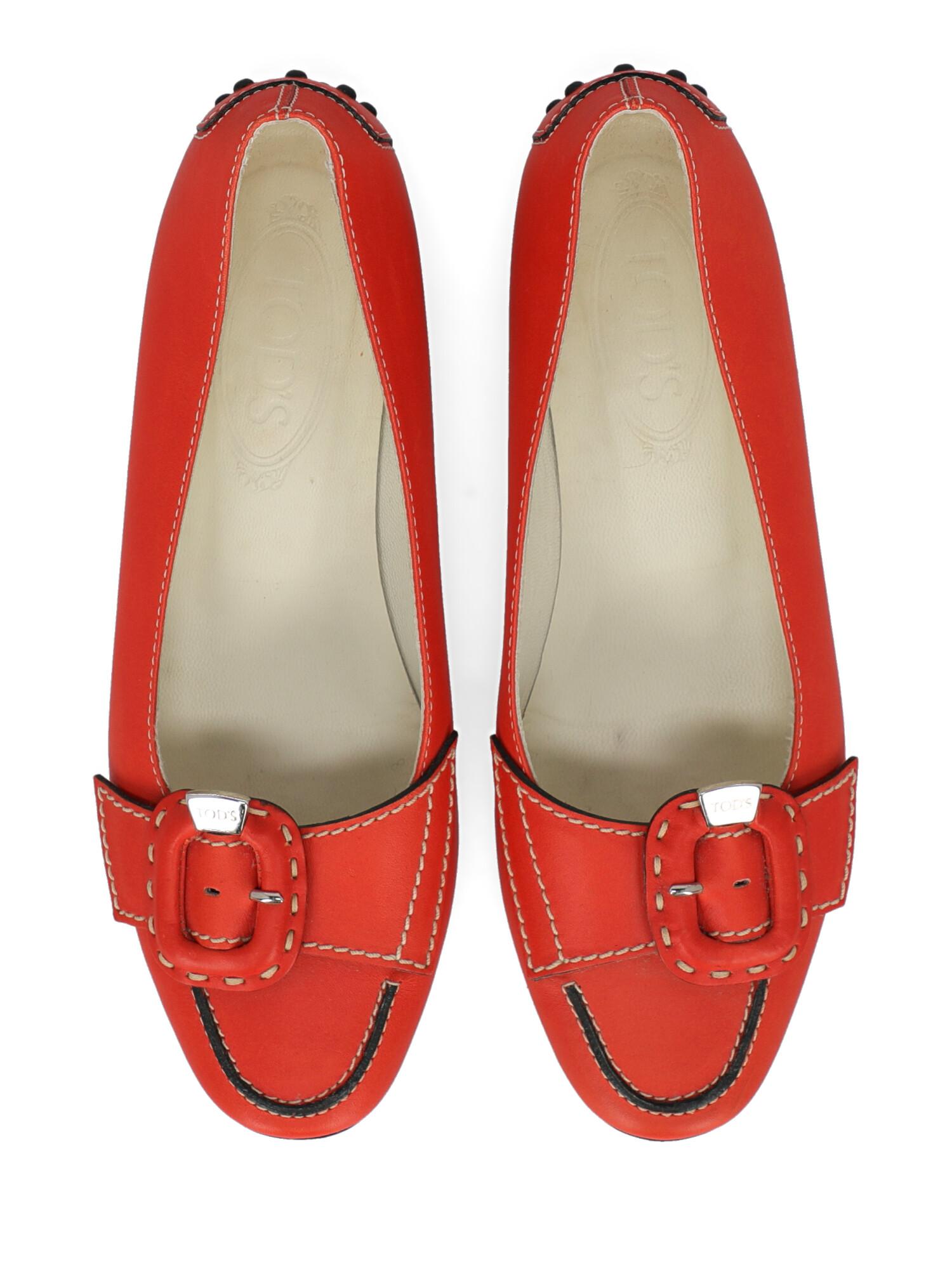 Tod'S Woman Pumps Orange Leather IT 36 For Sale 1