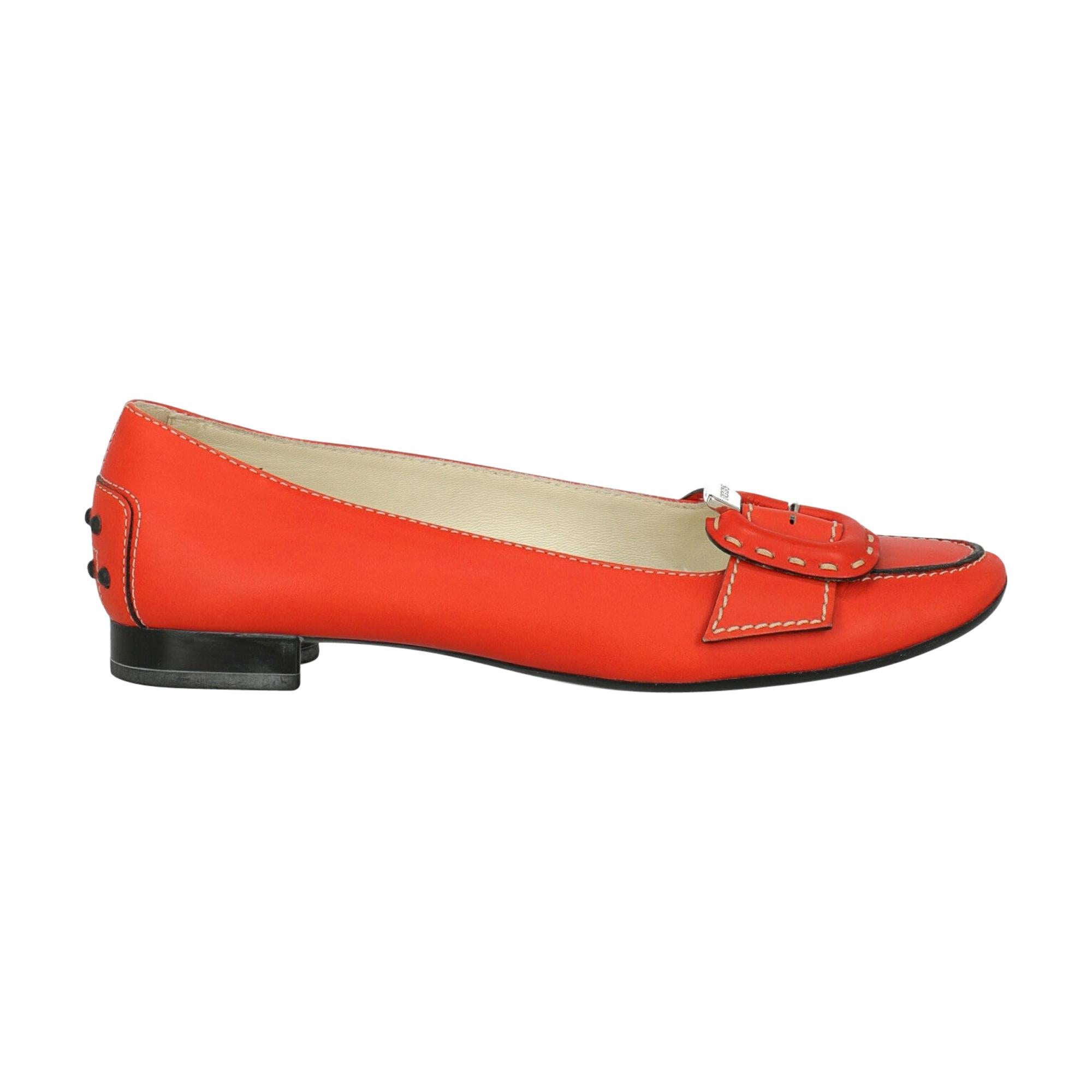 Tod'S Woman Pumps Orange Leather IT 36 For Sale